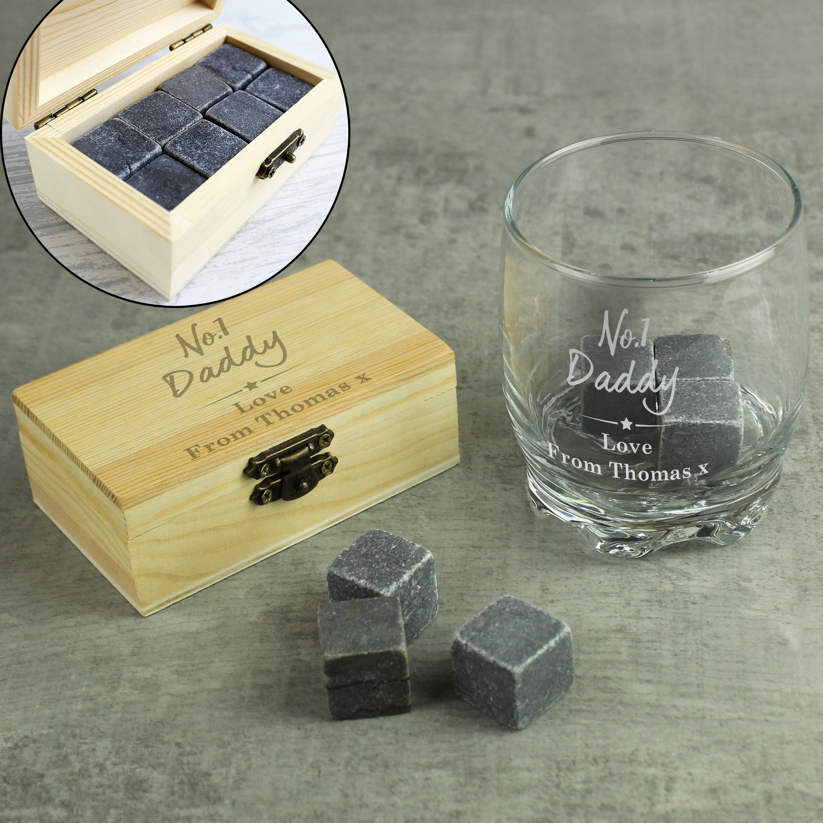 Personalised Whisky Glass and Cooling Stones
